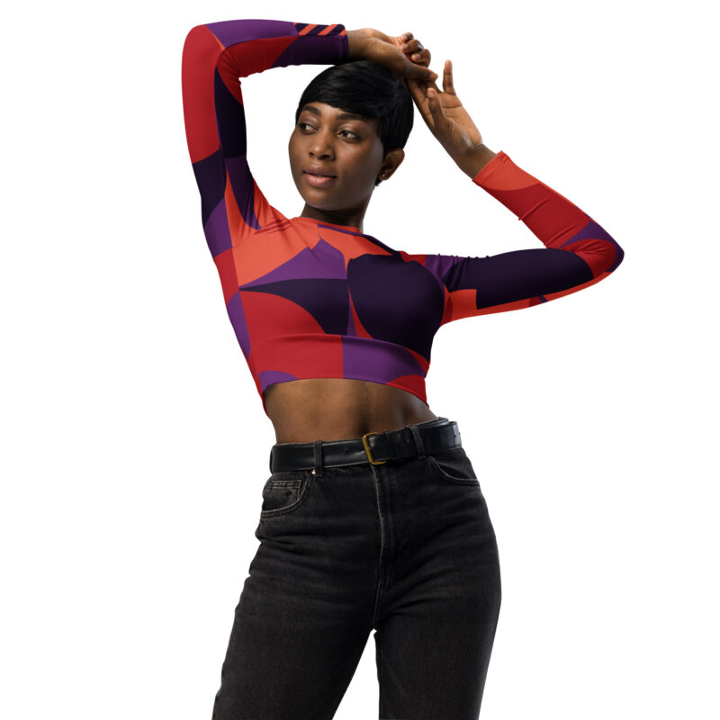 Crimson Shift Recycled long-sleeve crop top - Image 3
